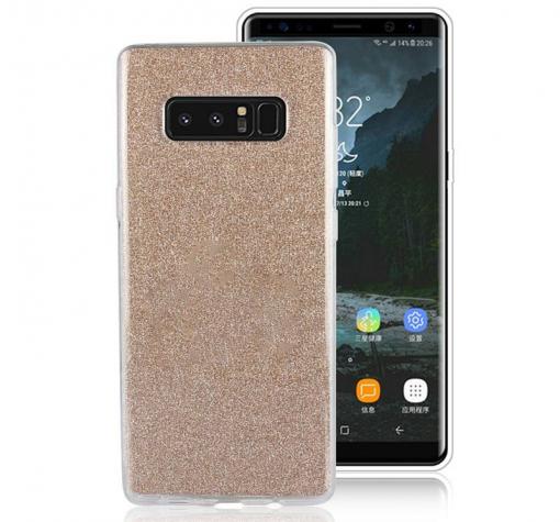 Луксозен силиконов гръб за Samsung S8 Plus G955 - златист / брокат