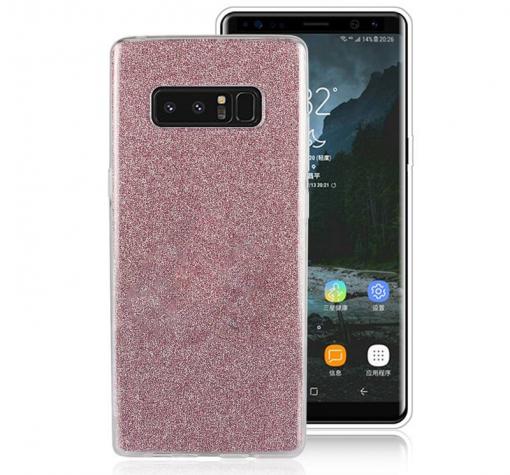 Луксозен силиконов гръб за Samsung S8 Plus G955 - розов / брокат