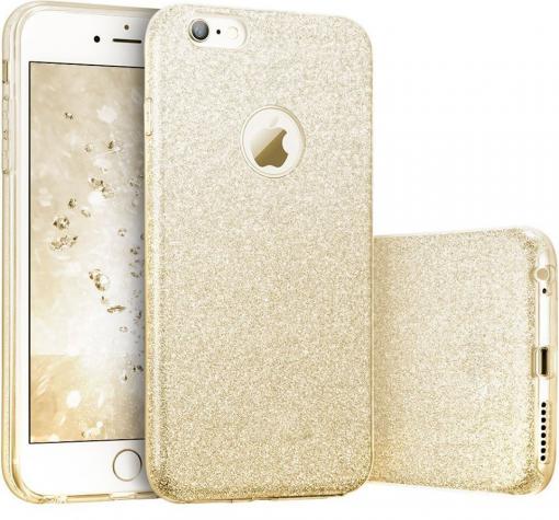 Луксозен силиконов гръб зa Apple iPhone 6 / iPhone 6S - златист / брокат