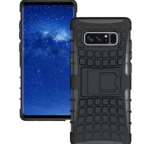 Силиконов гръб TPU Hybrid с твърда част и стойка за Samsung Note 8 N950 - черен