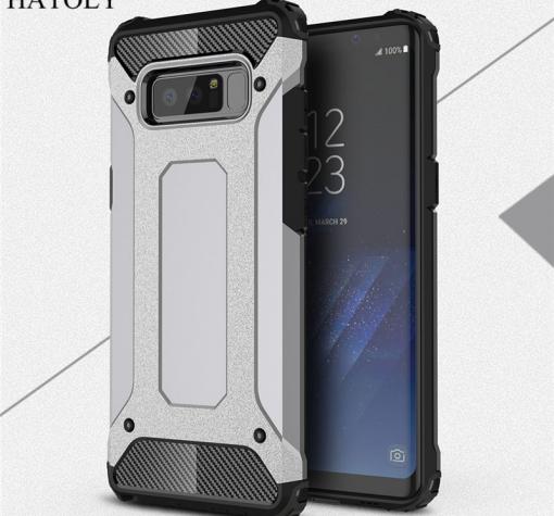 Силиконов гръб TPU Spigen Hybrid с твърда част за Samsung Note 8 N950 - сив