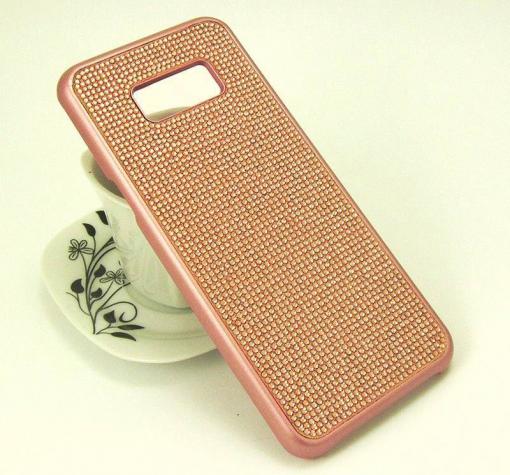 Луксозен твърд гръб 3D с камъни за Samsung S8 G950 - Rose Gold