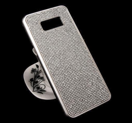 Луксозен твърд гръб 3D с камъни за Samsung S8 G950 - сребрист