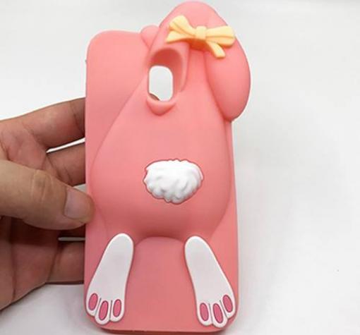 Силиконов калъф / гръб / TPU 3D за Samsung J7 2017 J730 - заек / розов