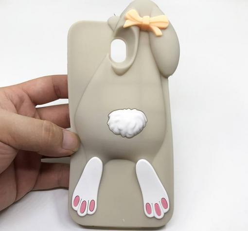 Силиконов калъф / гръб / TPU 3D за Samsung J7 2017 J730 - заек / сив