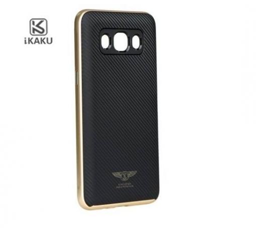 Луксозен гръб Kakusiga за Samsung J5 2016 J510 - carbon / черен / златист кант