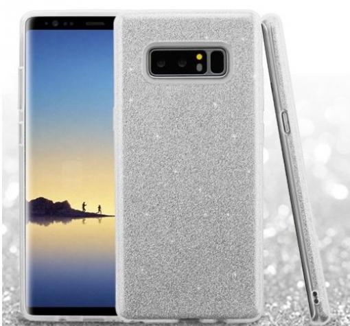 Луксозен силиконов гръб зa Samsung Note 8 N950 - сребрист / брокат