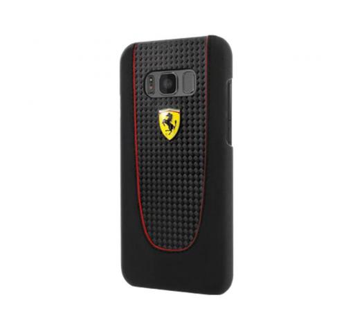 Оригинален кожен твърд гръб Ferrari за Samsung S8 Plus G955 - черен / carbon