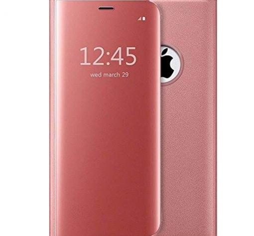 Луксозен калъф Clear View Cover с твърд гръб за Apple iPhone 8 Plus - Rose Gold