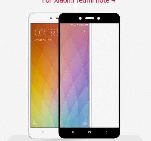 3D full cover Tempered glass screen protector Xiaomi RedMi Note 4 / Note 4X / Извит стъклен скрийн протектор Xiaomi RedMi Note 4 / Note 4X - черен