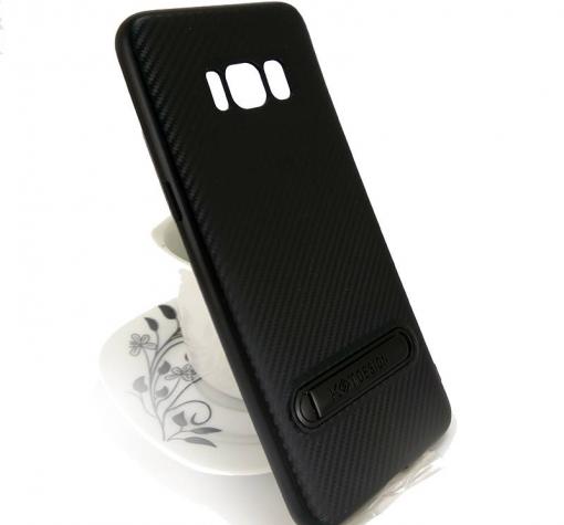 Луксозен силиконов калъф / гръб / KST със стойка за Samsung S8 G950 - черен / Carbon