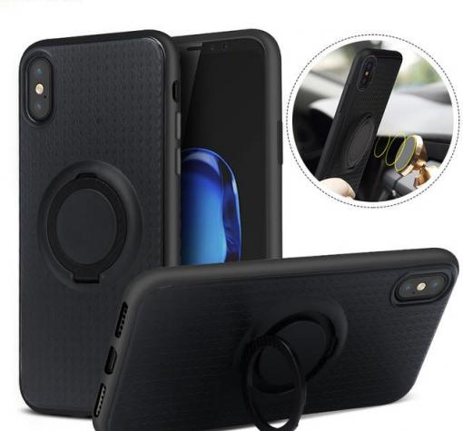 Силиконов калъф / гръб / TPU iFace Hamee Magnetic Finger Ring Car Holder за Apple iPhone X - черен