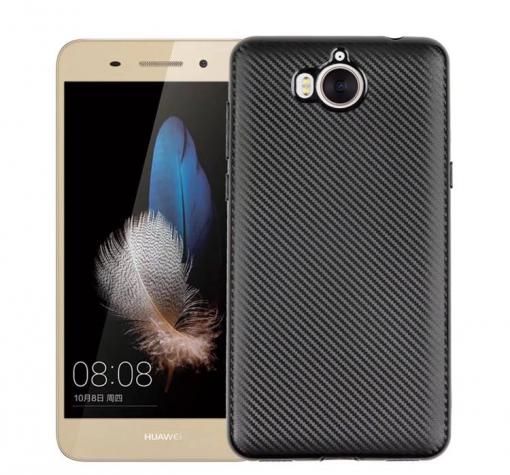 Луксозен силиконов калъф / гръб / TPU за Huawei Y5 2017 / Huawei Y6 2017 - черен / carbon