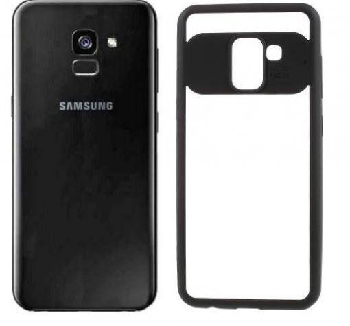 Луксозен силиконов калъф TPU за Samsung A8 Plus 2018 A730 - прозрачен / черен кант