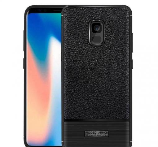 Луксозен силиконов калъф / гръб / TPU за Samsung J7 2017 J730 - черен / имитиращ кожа / Rugged Armor