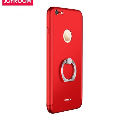 Луксозен гръб със стойка 3in1 360° Full Cover с твърда рамка JOYROOM за Apple iPhone 7 / iPhone 8 - червен / лице и гръб