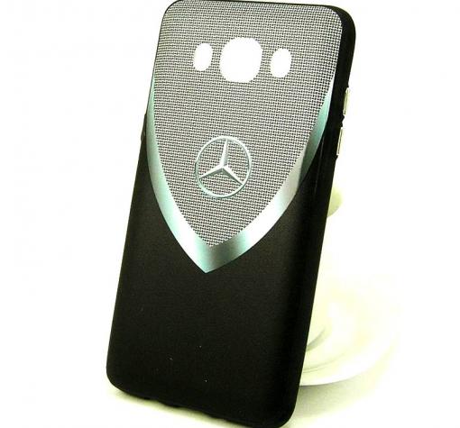 Луксозен твърд гръб за Samsung J5 2016 J510 - Mercedes - Benz / черно с сиво