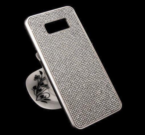 Луксозен твърд гръб 3D с камъни за Samsung S7 Edge G935 - сребрист