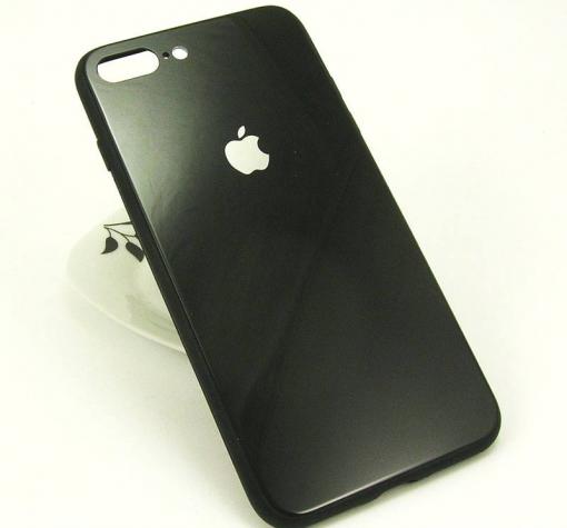 Луксозен стъклен твърд гръб за Apple iPhone 7 Plus / iPhone 8 Plus - Черен
