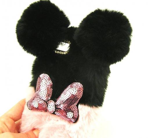 Силиконов калъф / гръб / TPU 3D за Xiaomi Redmi 4X - черно и розово / Minnie Mouse