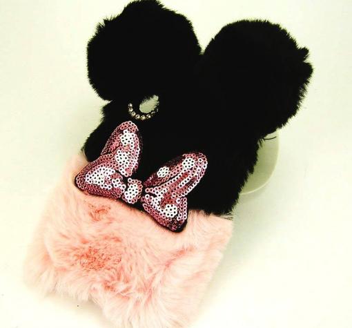 Силиконов калъф / гръб / TPU 3D за Apple iPhone X - черно и розово / Minnie Mouse