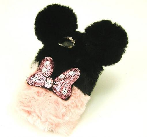 Силиконов калъф / гръб / TPU 3D за Apple iPhone 7 / iPhone 8 - черно и розово / Minnie Mouse