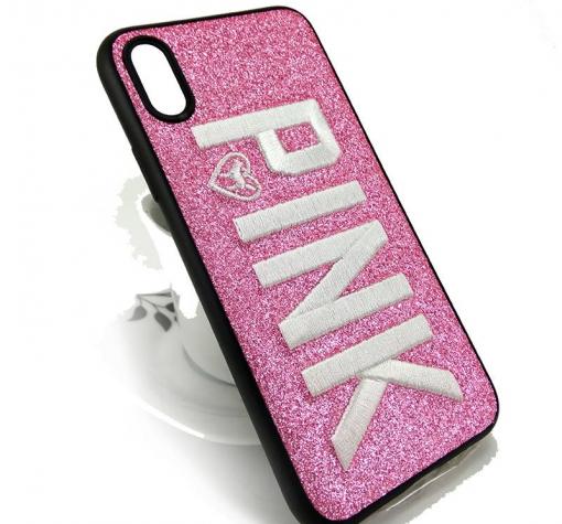 Луксозен силиконов калъф / гръб / TPU за Apple iPhone X - Pink / розов брокат