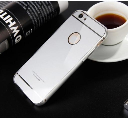 Метален бъмпер / Bumper / с твърд гръб за Apple iPhone 6 / iPhone 6S - светло сив