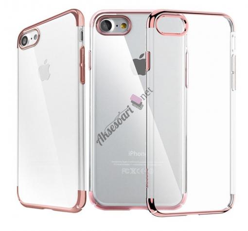 Луксозен твърд гръб FSHANG HEPTA Case за Apple iPhone 7 - прозрачен / Rose Gold кант