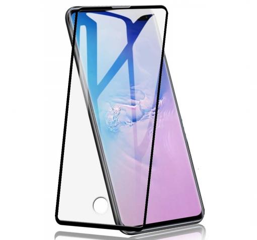 Оригинален извит стъклен протектор FULL GLUE за Samsung S10 Plus / Извит стъклен скрийн протектор с лепило по цялата повърхност за Samsung S10 Plus - черен
