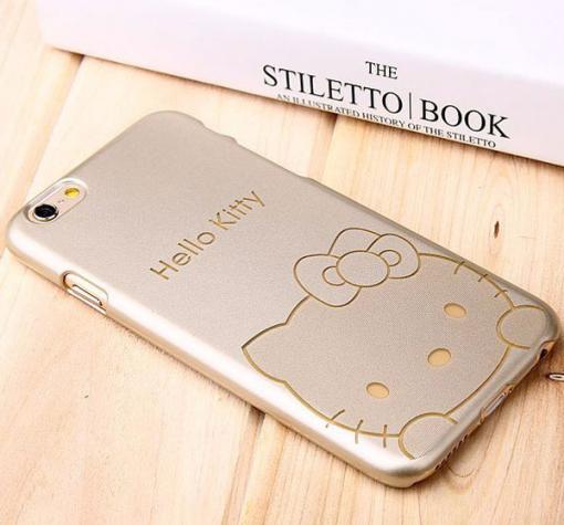 Твърд гръб / капак / за Apple iPhone 6 / iPhone 6S - златист / Hello Kitty
