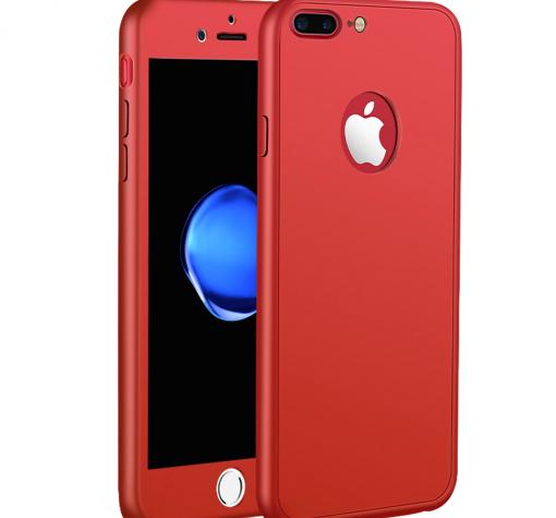 Луксозен силиконов калъф / гръб / TPU 360° за Apple iPhone 8 - червен / лице и гръб