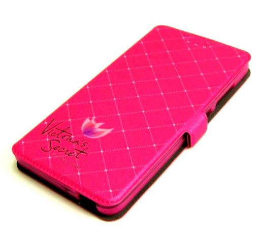 Кожен калъф Flip тефтер Flexi със стойка за Samsung J7 2017 J730 - розов / Victoria`s Secret