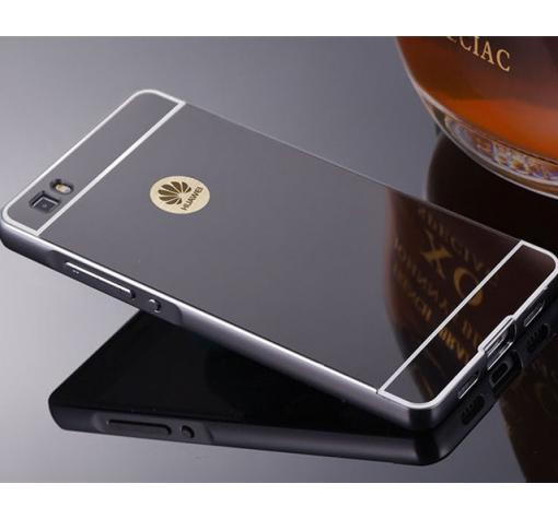 Луксозен алуминиев бъмпер с твърд гръб за Huawei Ascend P8 - черен