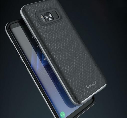 Оригинален луксозен гръб IPAKY за Samsung S8 G950 - черен / сребрист кант