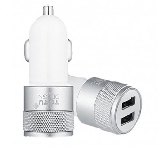 USB зарядно за кола TOTU Design 12V за Apple iPhone, Samsung, LG, HTC, Sony, Lenovo и други - 2.4A - бяло