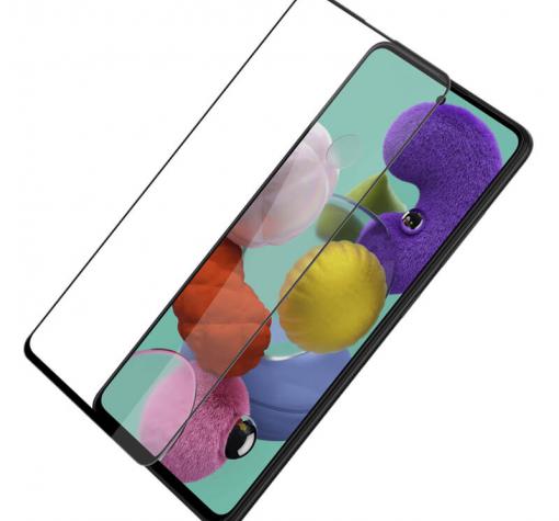 3D full cover Tempered glass Full Glue screen protector за Samsung A51 / Извит стъклен скрийн протектор с лепило от вътрешната страна за Samsung A51 - черен
