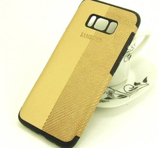 Луксозен силиконов калъф / гръб / TPU за Samsung S8 G950 - златист / кожа
