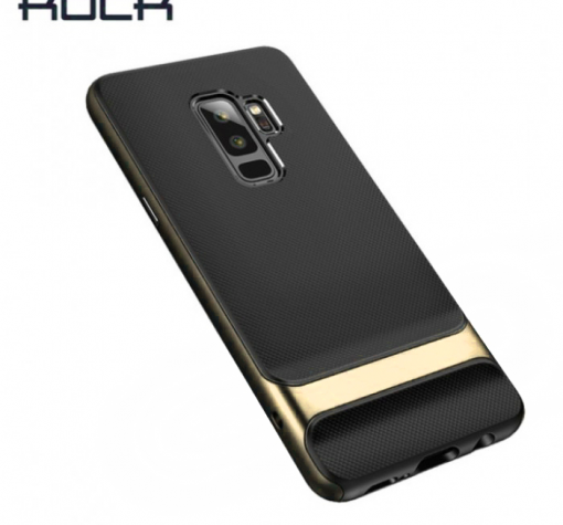 Луксозен силиконов калъф / гръб / Rock Royce Series за Samsung S9 G960 - черен със златист кант