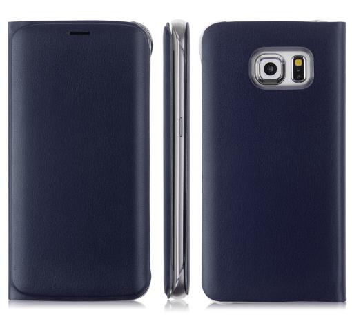 Кожен калъф Flip Cover тефтер Sunix за Samsung S6 Edge G925 - тъмно син