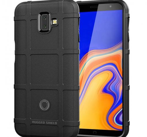 Оригинален силиконов калъф / гръб / Rugged Shield TPU Case за Samsung J6 Plus 2018 - черен