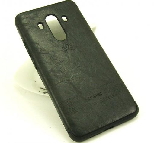 Луксозен силиконов калъф / гръб / TPU за Huawei Mate 10 Pro - черен / кожа