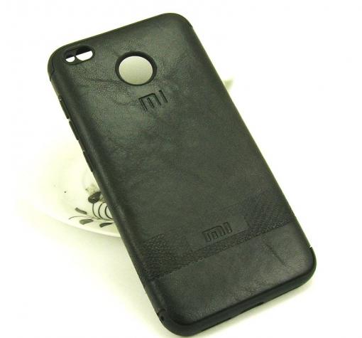 Луксозен силиконов калъф / гръб / TPU за Xiaomi RedMi 4X - черен / кожа