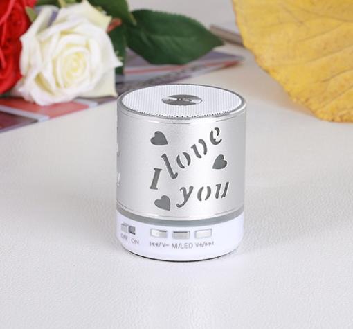 Мини Bluetooth тонколона / Mini Bluetooth Speaker / I Love You - сива