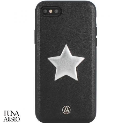 Луксозен кожен твърд гръб Luna Aristo за Apple iPhone 7 / iPhone 8 - черен / звезда