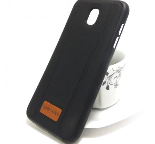 Луксозен силиконов калъф / гръб / TPU за Samsung J5 2017 J530 - черен / имитиращ кожа