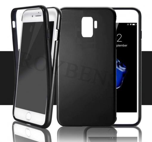 Tвърд гръб 360° със силиконова част за Samsung S9 Plus G965 - прозрачно и черно / черен кант / лице и гръб