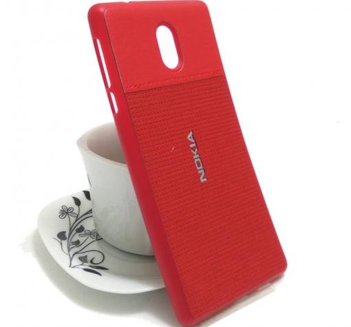 Луксозен силиконов калъф / гръб / TPU за Nokia 2 2017 - червен / имитиращ кожа