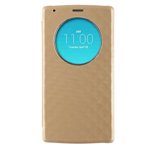 Кожен калъф Flip Cover тефтер Sunix за LG G4 - златен