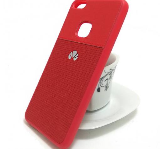 Луксозен силиконов калъф / гръб / TPU за Huawei P10 Lite - червен / имитиращ кожа